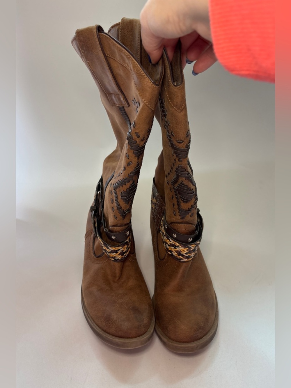 Sugar Sierra Women's Brown Western Boots with Braided Strap Size 9 - Picture 2 of 8